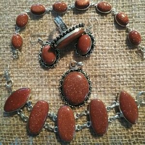 Sunstone GEMSTONE  925 Silver Pendant, Earrings,